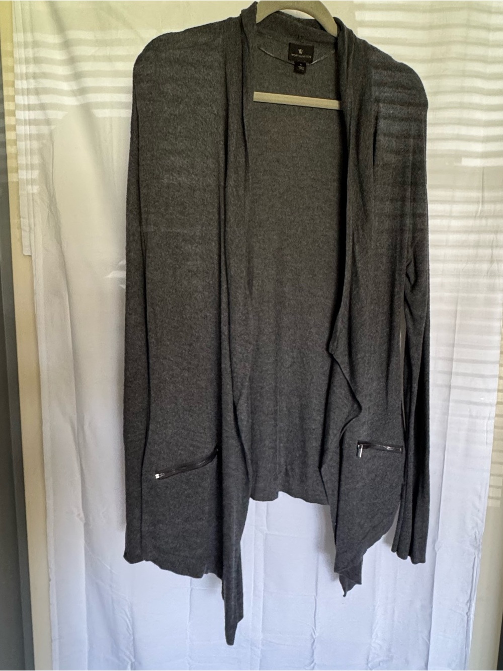 Worthington Charcoal Gray Knit Open-Front Cardigan Size L